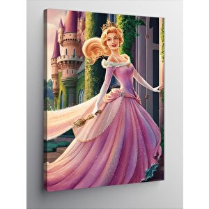 Kanvas Tablo Pembe Kıyafetli Prenses Ve Asası 50x70 cm