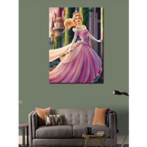 Kanvas Tablo Pembe Kıyafetli Prenses Ve Asası 100x140 cm