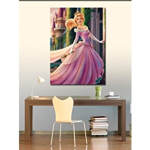 Kanvas Tablo Pembe Kıyafetli Prenses Ve Asası 100x140 cm