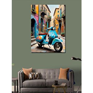 Kanvas Tablo Retro Motosiklet Ve Sokak 100x140 cm