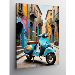 Kanvas Tablo Retro Motosiklet Ve Sokak 50x70 cm