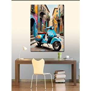 Kanvas Tablo Retro Motosiklet Ve Sokak 50x70 cm