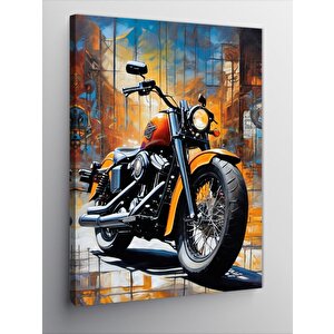 Kanvas Tablo Turuncu Retro Motosiklet 50x70 cm