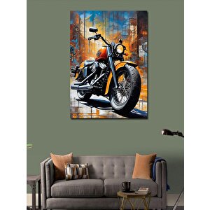 Kanvas Tablo Turuncu Retro Motosiklet 50x70 cm