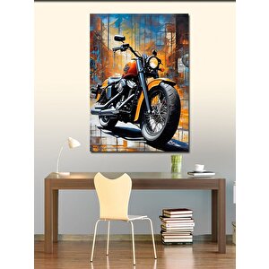 Kanvas Tablo Turuncu Retro Motosiklet 50x70 cm