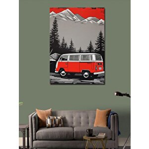 Kanvas Tablo Retro Kırmızı Minibüs 100x140 cm
