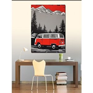 Kanvas Tablo Retro Kırmızı Minibüs 100x140 cm
