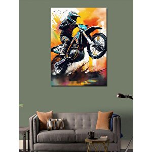 Kanvas Tablo Cross Motosiklet Yarışçısı 100x140 cm