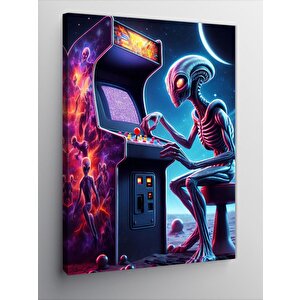 Kanvas Tablo Pacman Ve Alien 100x140 cm