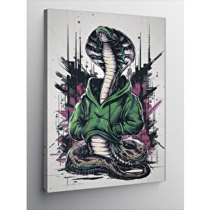 Kanvas Tablo Yeşil Kapşonlu Kobra Yılanı 70x100 cm