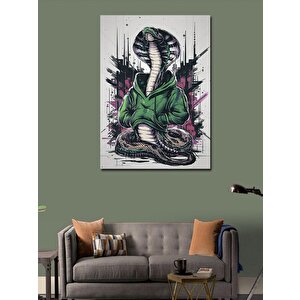 Kanvas Tablo Yeşil Kapşonlu Kobra Yılanı 70x100 cm
