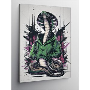 Kanvas Tablo Yeşil Kapşonlu Kobra Yılanı 50x70 cm