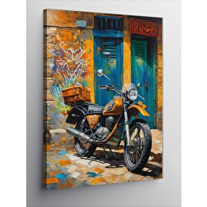 Kanvas Tablo Retro Motosiklet 100x140 cm