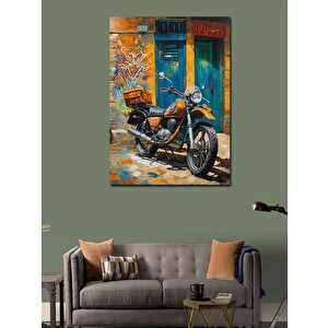 Kanvas Tablo Retro Motosiklet 100x140 cm