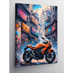 Kanvas Tablo Turuncu Superbike Motosiklet 50x70 cm