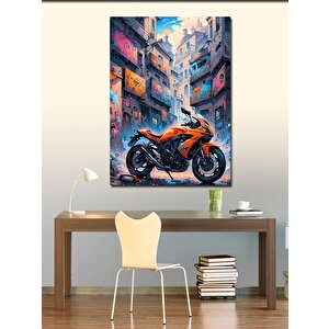 Kanvas Tablo Turuncu Superbike Motosiklet 50x70 cm