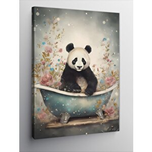 Kanvas Tablo Banyo Yapan Panda 100x140 cm