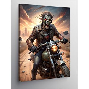 Kanvas Tablo Zombi Motosiklet Kullanıyor 70x100 cm