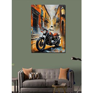 Kanvas Tablo Retro Motosiklet 100x140 cm