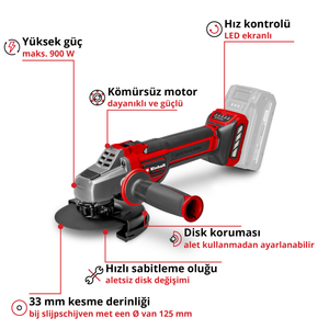 Professional Akülü Avuç Taşlama Makinesi Tp-ag 18/125 Ce Q Li | Kesme Diski Ve Akü Hariç | Ø 125 Mm