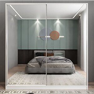 Bodrum Sürgü Kapaklı Dolap Gardırop Beyaz 180cm Montaj Dahil