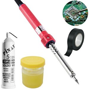 4 Lü Lehim Seti 40w Lehim Makinası Havya Kalemi Tel Pasta Elektrik Bandı