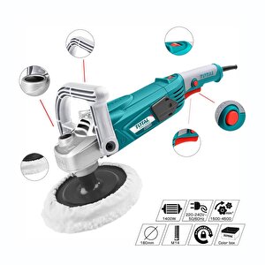 Total Tp1141806 Polisaj Makinesi Elektrikli Kablolu 180 Mm 1400 W Far Parlatma Pasta Cila Kaporta