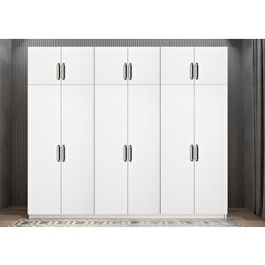 Ostin 12 Kapaklı Gardırop Dolap Beyaz 270 Cm Montaj Dahil