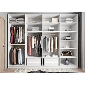 Hugo 8 Kapaklı Dolap Gardırop Beyaz 320cm Montaj Dahil