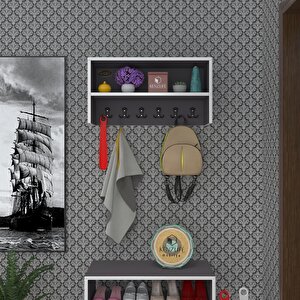 Elbise Askılığı Askılık Zeytuni Gri 35*070*20 Siyah 6 Adet Askı Portmanto Raflı