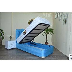 Baza Başlık Yatak 13444 Tay Tüy Turkuaz Kumaş Ortop Cotton Kumaş Yatak 100*200