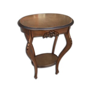 Fiskos Çiçeklik 12568 Oyma Oval Model  Kayın Ayak Parlak Ceviz Mdf Tabla El Yapım