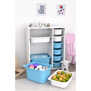 Zen 10 Sepetli Çok Amaçlı Oyuncak Dolabı Mavi Beyaz 2d2k6u