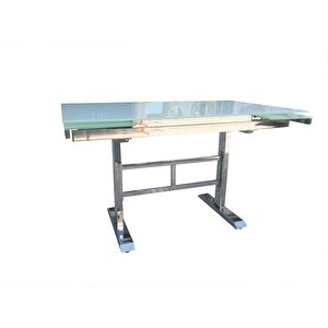 Masa 12585 Japon Ayak  Model Metal Nikelaj Ay<k Yan Açılır Temper Cam El Yapım