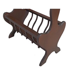 Gazete Sehpa 12621 Model Kayın Mdf Torna Tabla Parlak Ceviz Boya Tutmalık El Yapı