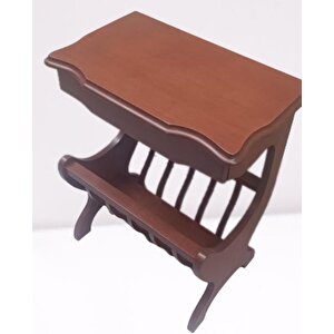 Gazete 12600 Sehpa Model Kayın Mdf Torna Tabla Parlak Ceviz Boya Tutmalık El Yapı