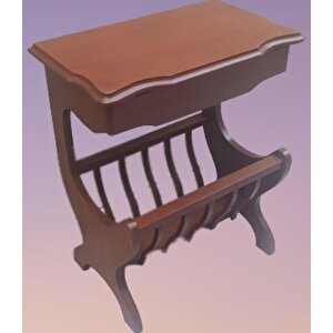 Gazete 12600 Sehpa Model Kayın Mdf Torna Tabla Parlak Ceviz Boya Tutmalık El Yapı