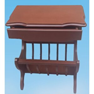 Gazete 12600 Sehpa Model Kayın Mdf Torna Tabla Parlak Ceviz Boya Tutmalık El Yapı