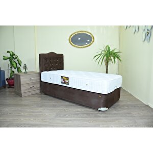Baza-yatak-başlık 13439 Model 90*190 Taytüy Acı Kahve Kumş Ort Pamuk Yatak Elyapı