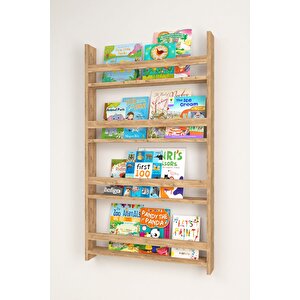 4 Raflı 120 X 74 Cm Montessori Kitaplık Eğitici Çocuk Kitaplığı Çam
