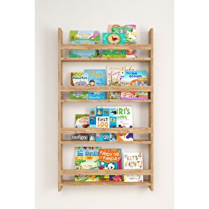 4 Raflı 120 X 74 Cm Montessori Kitaplık Eğitici Çocuk Kitaplığı Çam