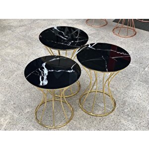 Brc Zigon 12370 Kum Saati̇ Si̇yah Mermer Desen Metal Gold Renk Kaplama El Yapım
