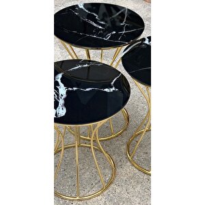 Brc Zigon 12370 Kum Saati̇ Si̇yah Mermer Desen Metal Gold Renk Kaplama El Yapım