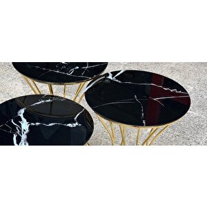Brc Zigon 12370 Kum Saati̇ Si̇yah Mermer Desen Metal Gold Renk Kaplama El Yapım