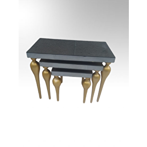 Zigon Ilgz 12386 Tombul Model Kayın Mdf Tabla Gold Ayak Füme Cam Kaplama Elyapım