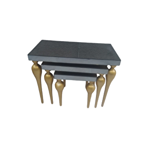 Zigon Ilgz 12386 Tombul Model Kayın Mdf Tabla Gold Ayak Füme Cam Kaplama Elyapım