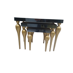 Zigon Ilgz 12386 Tombul Model Kayın Mdf Tabla Gold Ayak Füme Cam Kaplama Elyapım