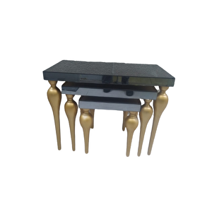 Zigon Ilgz 12386 Tombul Model Kayın Mdf Tabla Gold Ayak Füme Cam Kaplama Elyapım