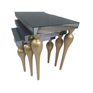 Zigon Ilgz 12386 Tombul Model Kayın Mdf Tabla Gold Ayak Füme Cam Kaplama Elyapım