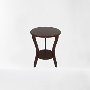 Fiskos 3 Ayak 12356 Çiçeklik Sehpa Parlak Ceviz Lake Boya Çift Kat Ahşap El Yapım